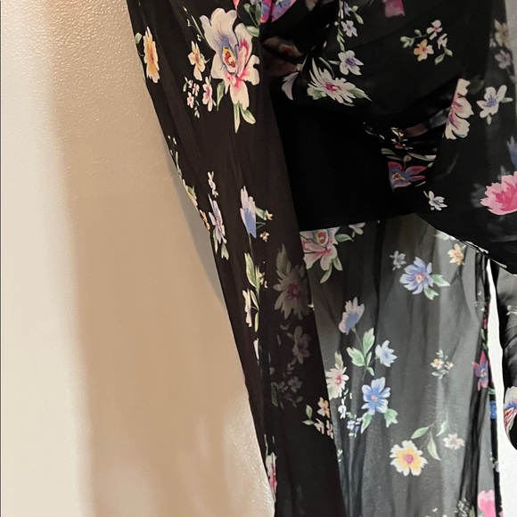 Divided Black Floral Pencil Skirt XS Sheer over Short Skirt - Picture 8 of 8